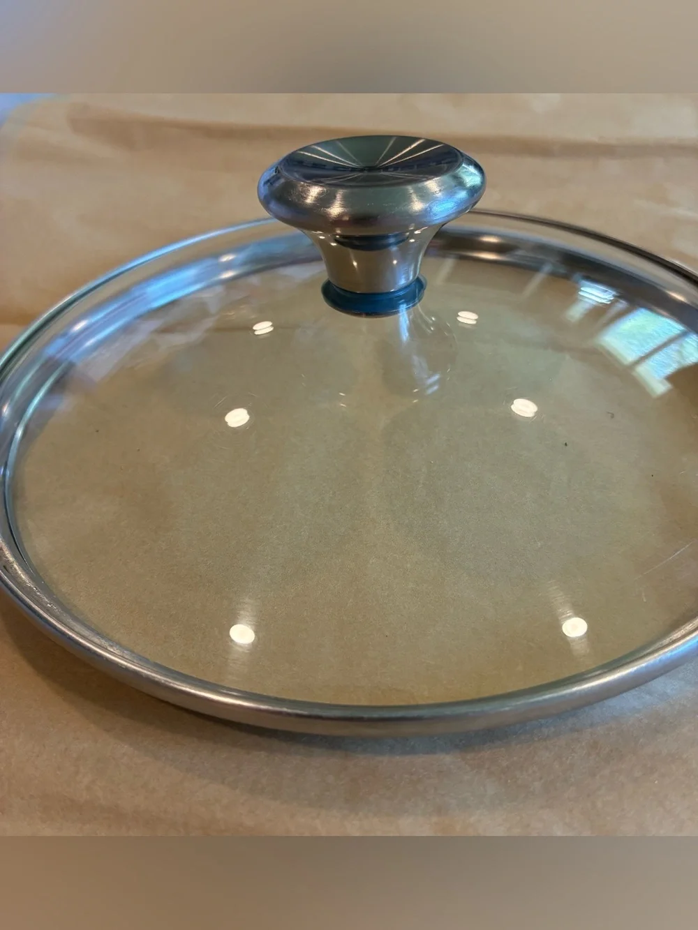 Le Creuset Replacement Tempered Glass Lid w/Brushed SS Knob; 9.5” Lid